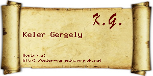 Keler Gergely névjegykártya